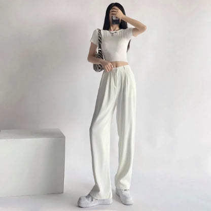 Saviig Wide Leg Casual Suit Pants for Women