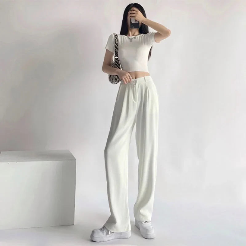 Saviig Wide Leg Casual Suit Pants for Women