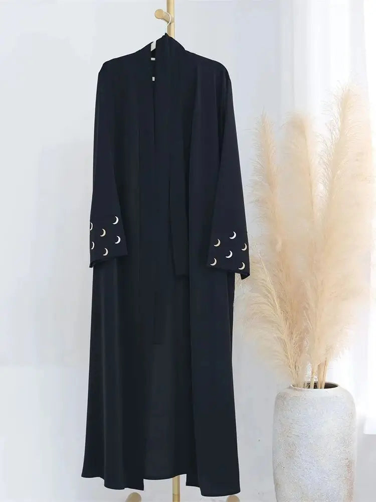 Saviig Ramadan Moon Embroidered Abaya Kimono Dubai Luxury 2025