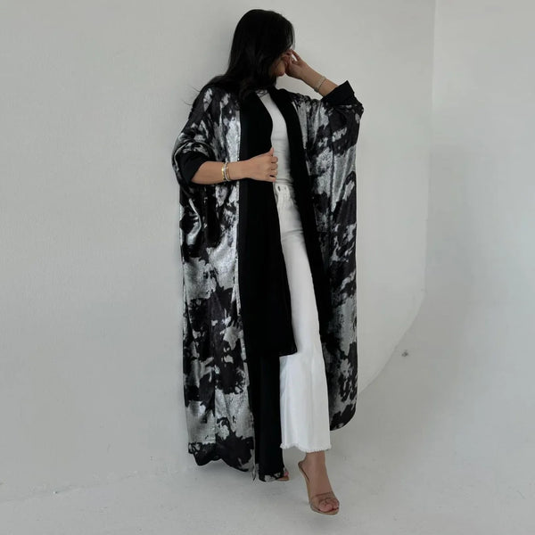 Saviig Eid Ramadan Bronzing Abaya Muslim Dress Dubai Kimono Caftan
