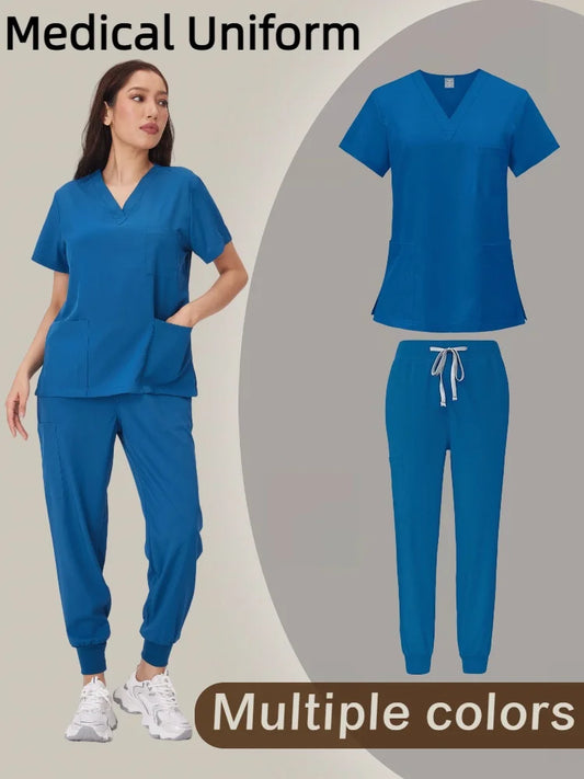 Saviig Anti-Wrinkle Nurse Scrubs Set with Pockets