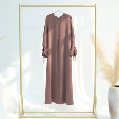 Saviig Casual Abaya Dress: Wide Sleeves, Zipper Front, Modest Muslim Fashion