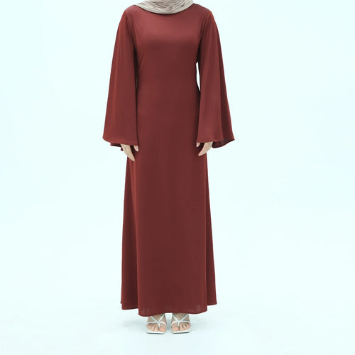 Saviig Flared Sleeve Lace-Up Abaya Dress for Elegant Muslim Women