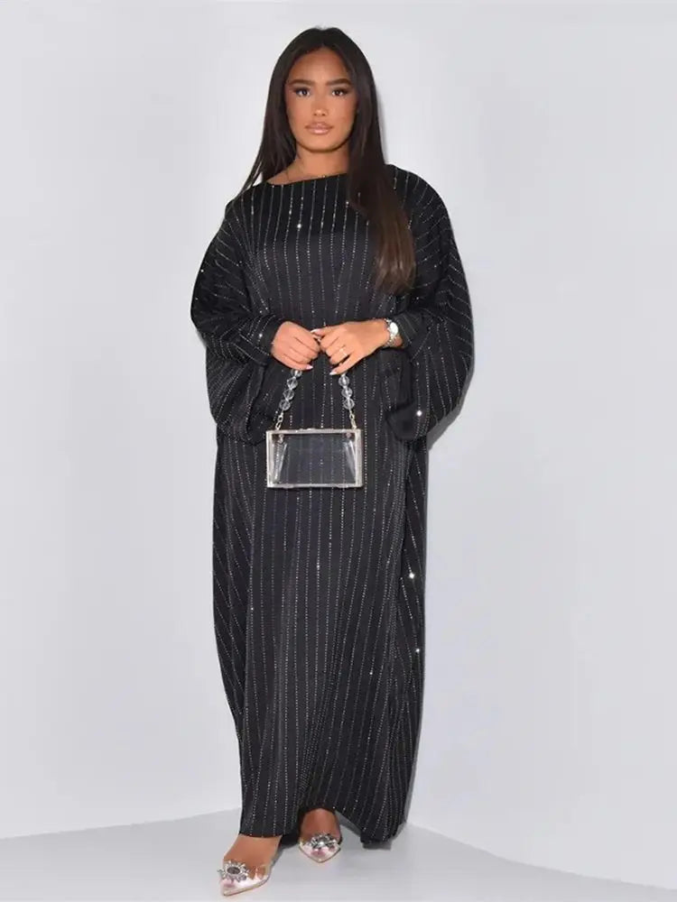 Saviig Ramadan Eid Shimmer Abaya Kaftan Modest Dress | Muslim Women's Prayer Robe