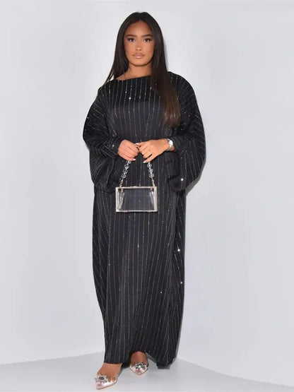 Saviig Ramadan Eid Shimmer Abaya Kaftan Modest Dress | Muslim Women's Prayer Robe