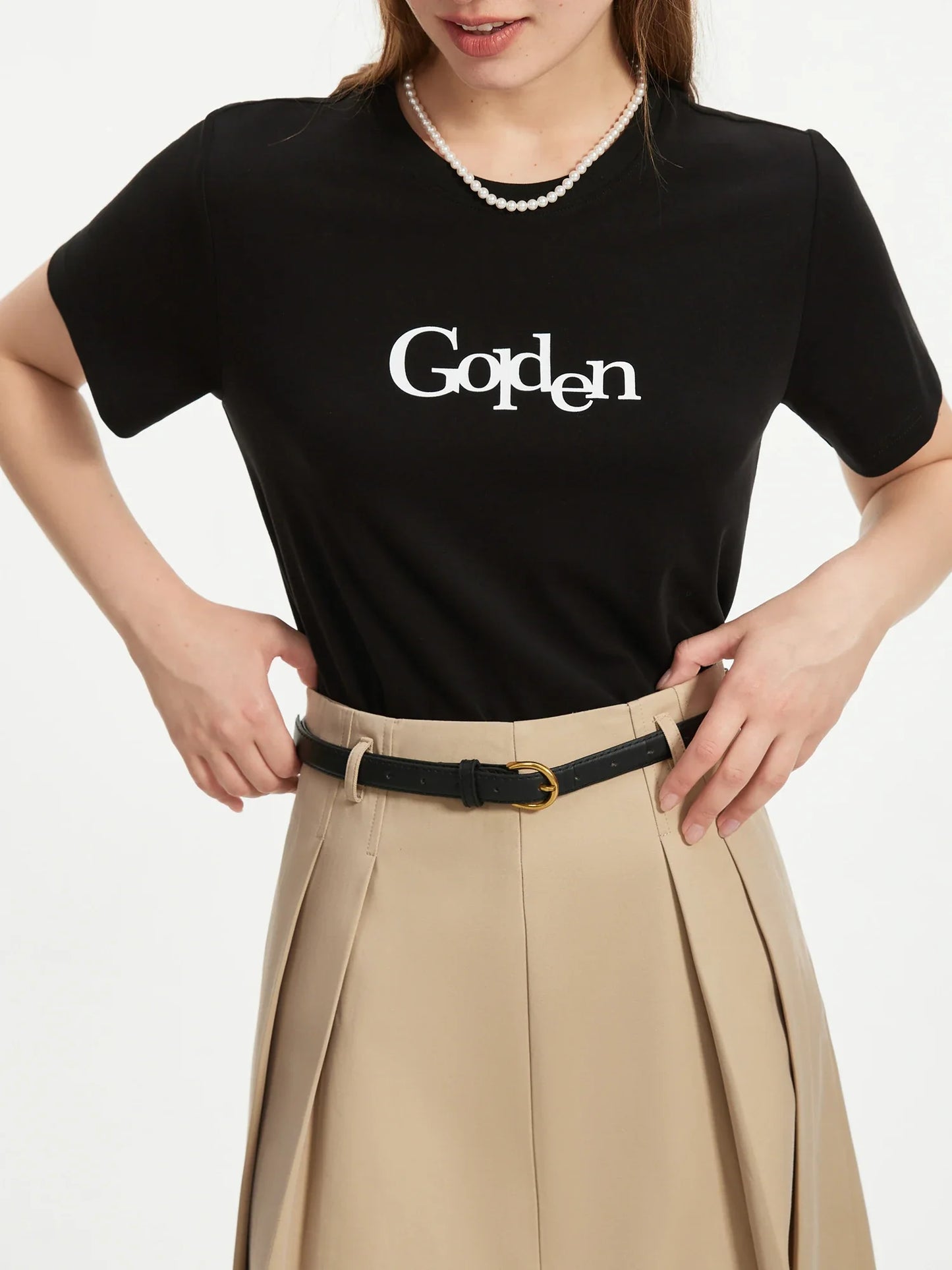 Saviig Printed Office Lady Shoulder T-shirt: 2024 Autumn Collection