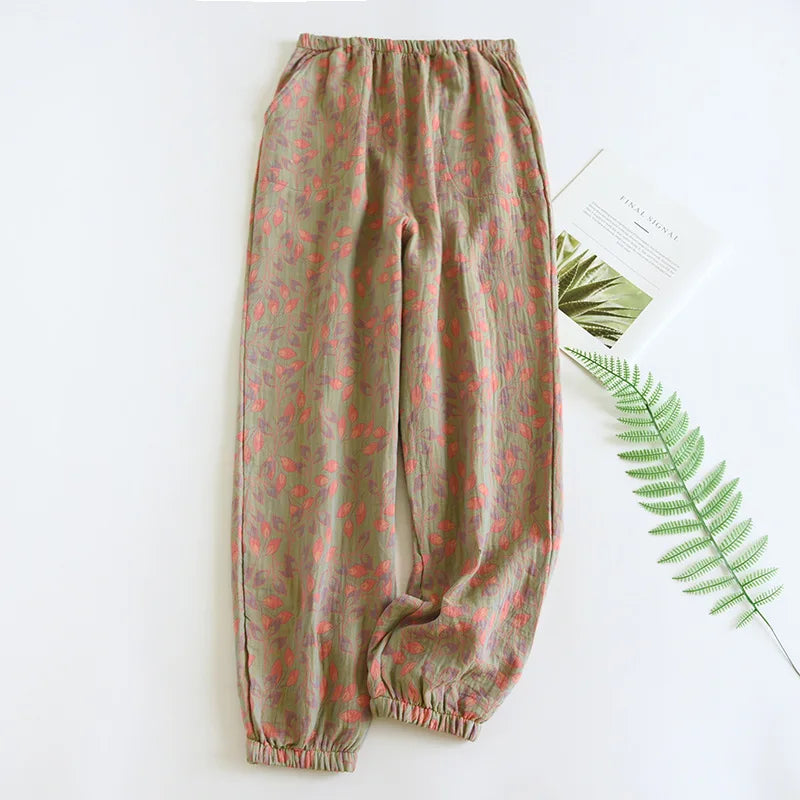 Saviig Cotton Jacquard Flower Print Sleep Pants