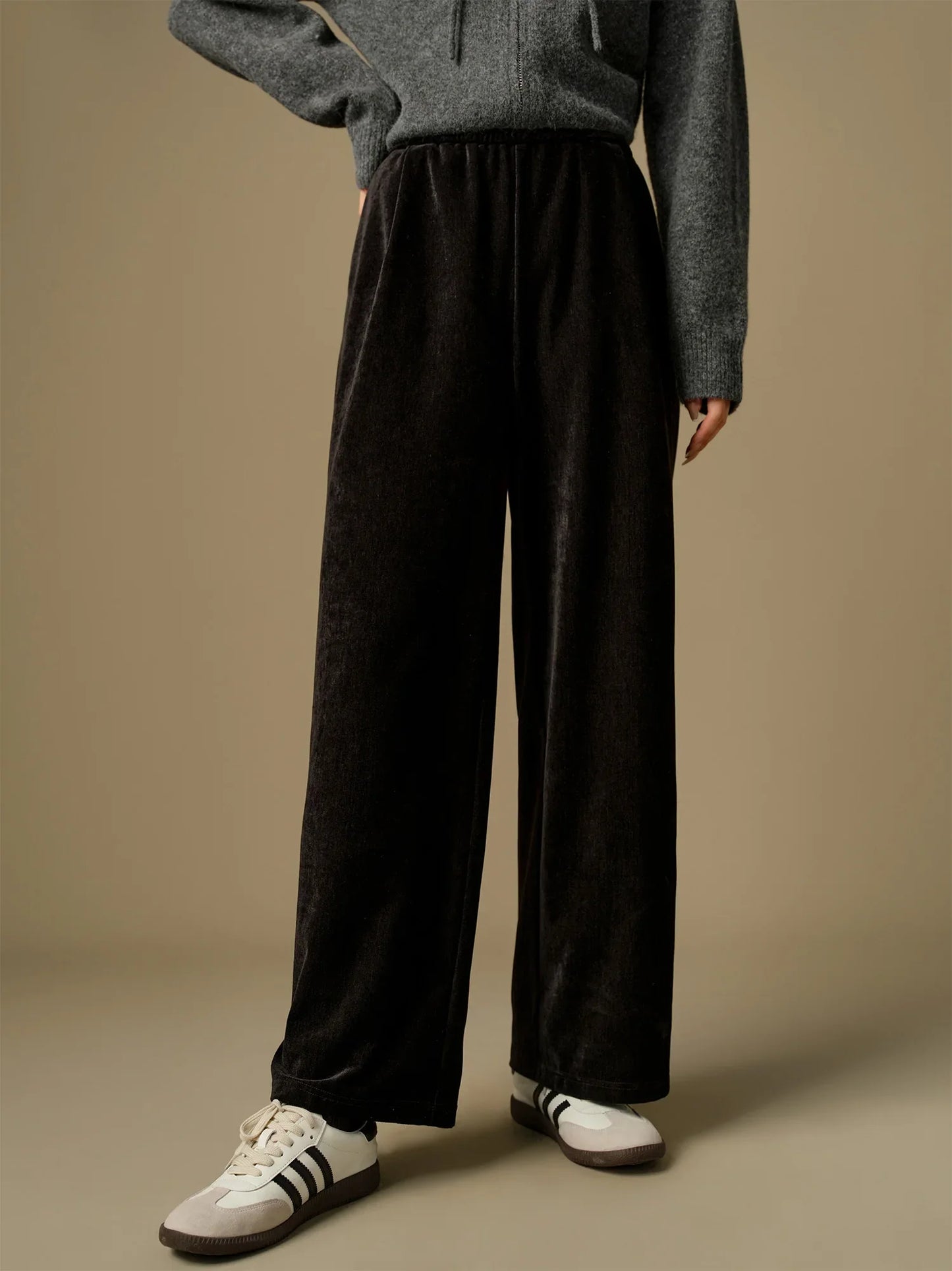 Saviig Velvet Wide Leg Pants 2024 Winter Collection