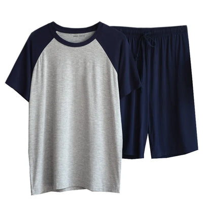 Saviig Men's Summer Pajama Set: Thin Short Sleeve Shorts, Versatile for Sports and Home