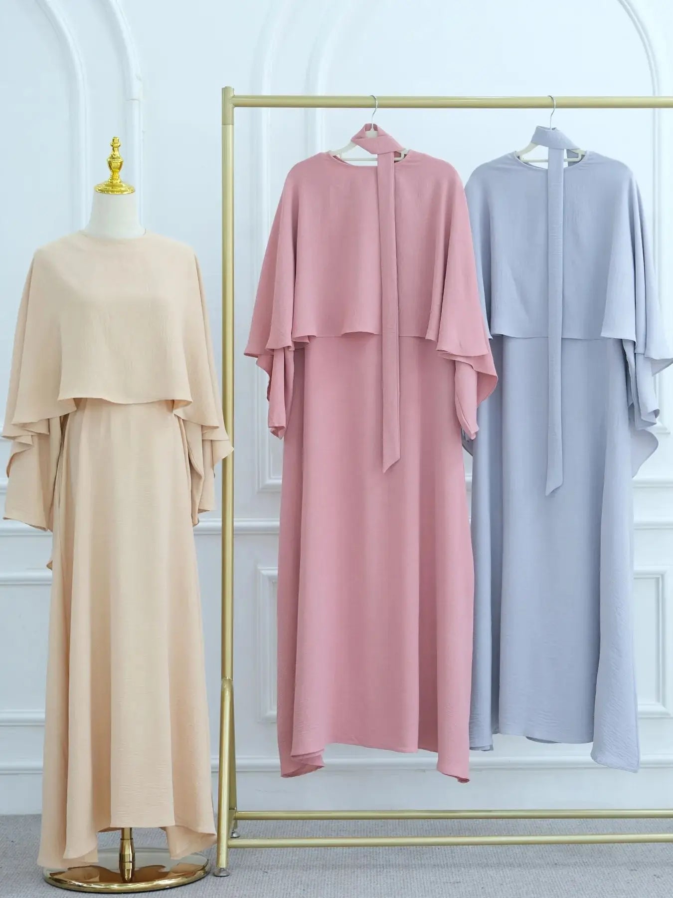 Saviig Dubai 2-Piece Abaya Set for Women, Modest Muslim Prayer Shawl Dress