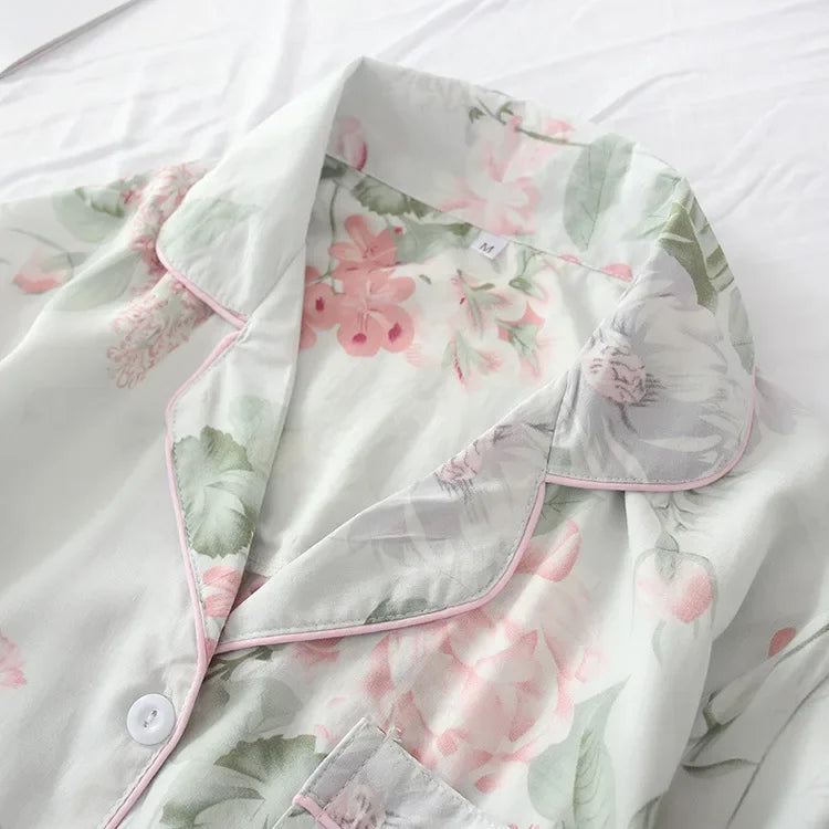 Saviig Summer Pajama Set: Viscose Short-Sleeve Top & Cotton Shorts