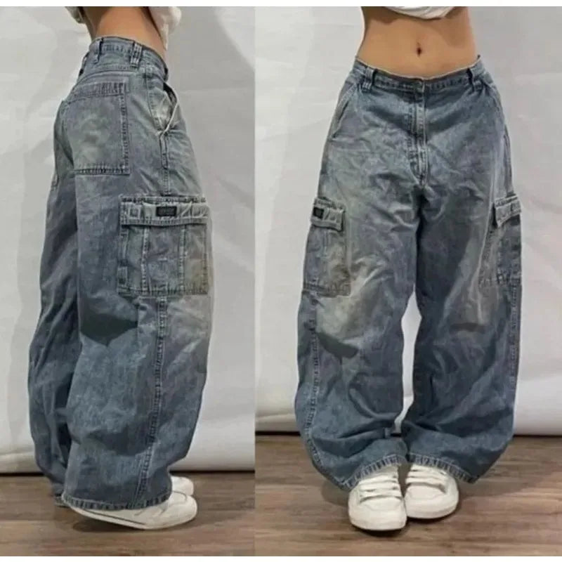Saviig Black Washed Baggy Jeans: High Waist Wide Leg Pants