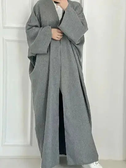 Saviig Batwing Kimono Abaya Dubai Dress for Women - Cotton Linen Muslim Caftan