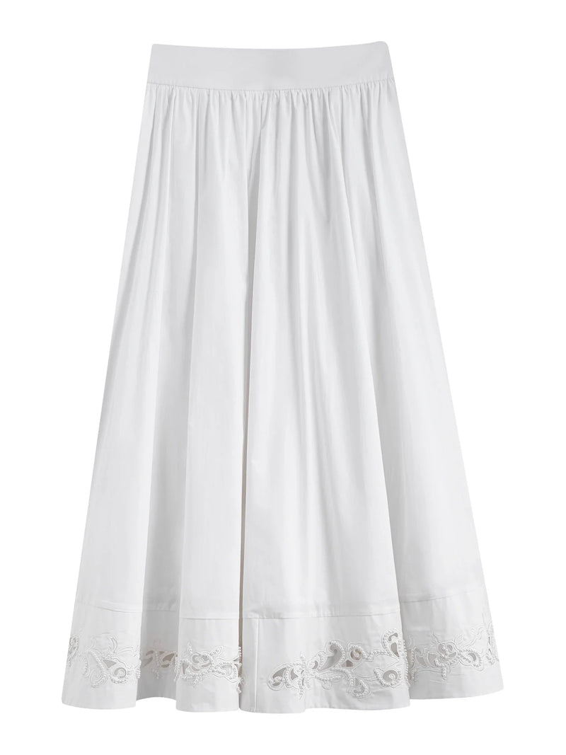 Saviig Embroidery Design Sleeveless Shirt Long Skirt Set