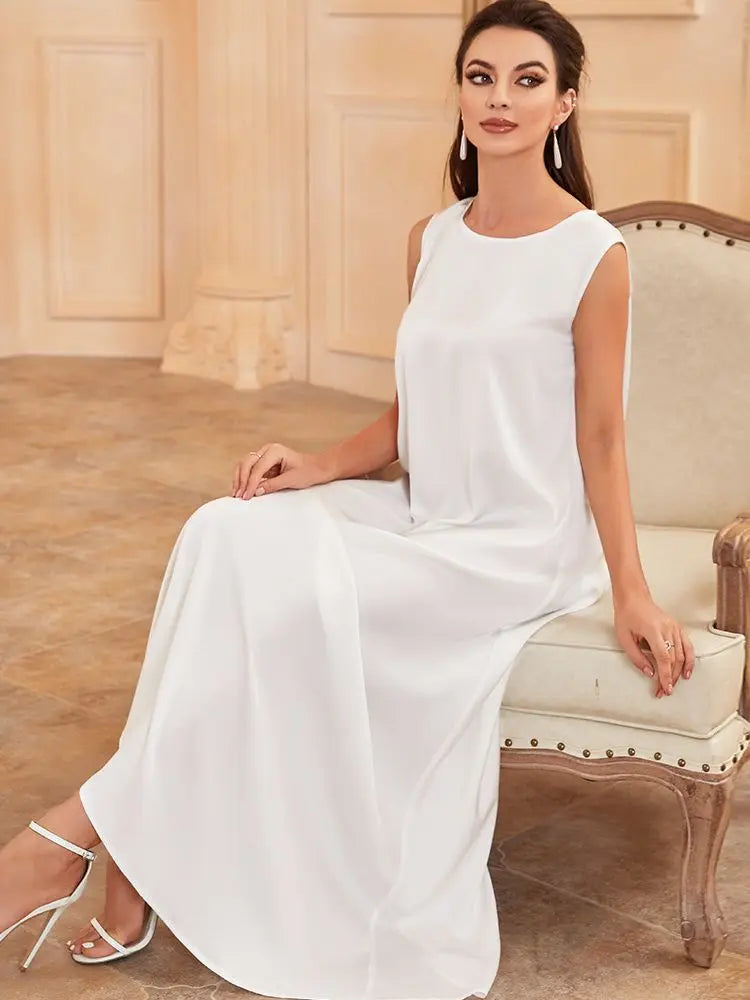 Saviig White Ramadan African Dress Islamic Abaya for Women