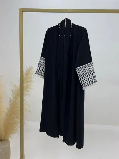 Saviig Ramadan Eid Kids Girl Embroidery Kimono Abaya Muslim Modest Coat Dress