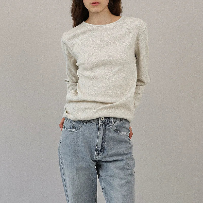 Saviig Solid Long Sleeve Cotton Tshirt for Women