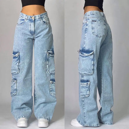 Saviig Embroidered Baggy Hip Hop Jeans High Waist Vintage Harajuku Style