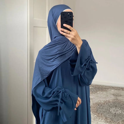 Saviig Casual Abaya Dress: Wide Sleeves, Zipper Front, Modest Muslim Fashion