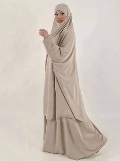 Saviig Ramadan Khimar Set: Long Abaya & Skirt for Muslim Women