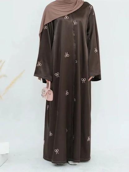 Saviig Ramadan Eid Embroidery Kimono Abaya Dress for Muslim Women