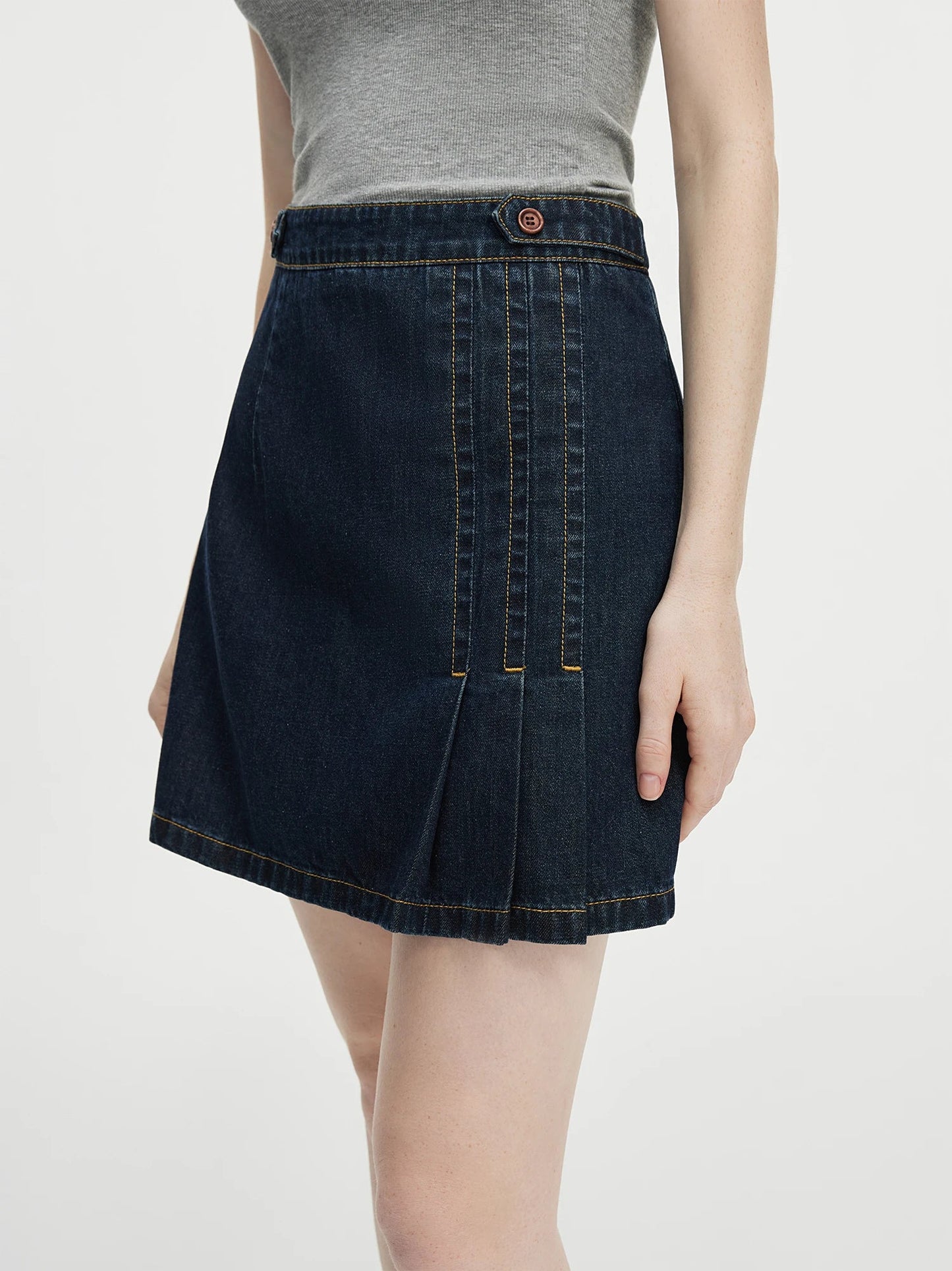 Saviig Dark Blue Denim Set with Removable Lace-up Detail & Back Zipper Placket