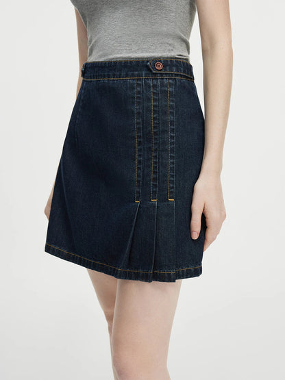 Saviig Dark Blue Denim Set with Removable Lace-up Detail & Back Zipper Placket