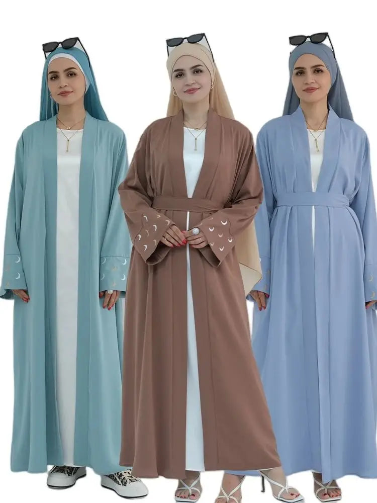 Saviig Ramadan Moon Embroidered Abaya Kimono Dubai Luxury 2025