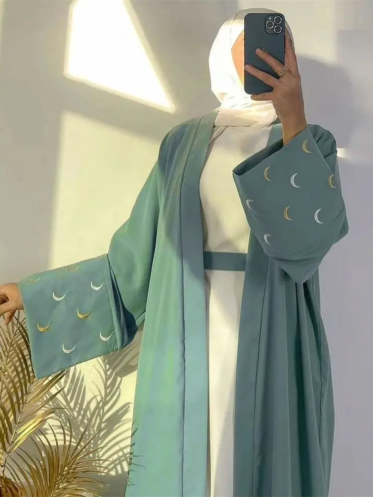 Saviig Moon Embroidered Kimono Abaya - Ramadan 2025 Collection