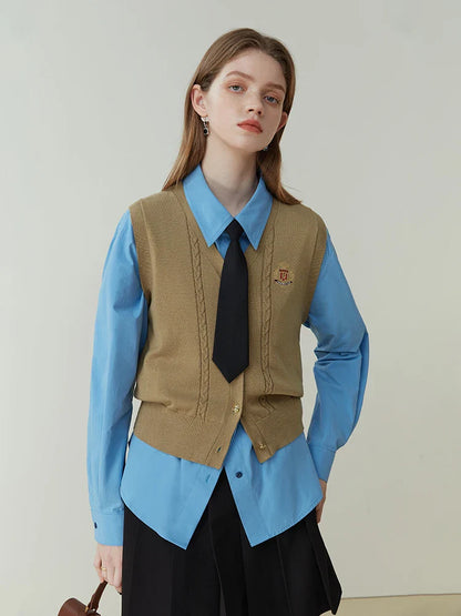 Saviig Knitted V-Neck Waistcoat for Women, Spring/Autumn 2023 Collection