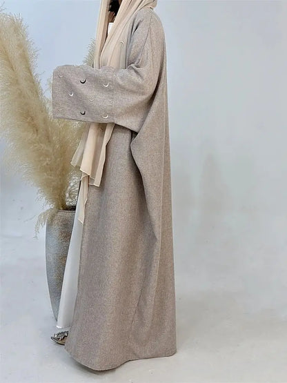 Saviig Butterfly Moon Heart Modest Kimono Abaya for Women