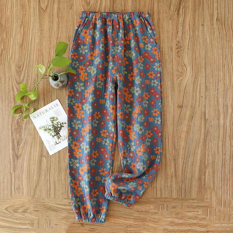 Saviig Cotton Jacquard Flower Print Sleep Pants