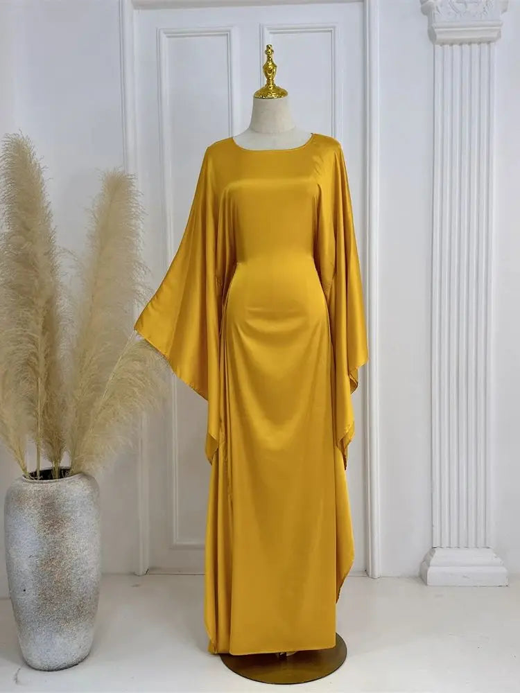 Saviig Shiny Batwing Satin Abaya Dubai Luxury 2024 - Maxi Kaftan Dress Muslim Islamic Caftan