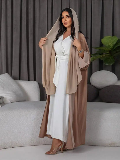Saviig Ramadan White Muslim Kimono Abaya for Women, Long Robe Kaftans