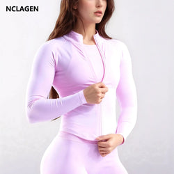 Saviig Women's Impact Zippy Jacket: Stylish Long Sleeve Workout Top for Active Sports.