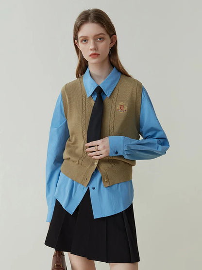 Saviig Knitted V-Neck Waistcoat for Women, Spring/Autumn 2023 Collection