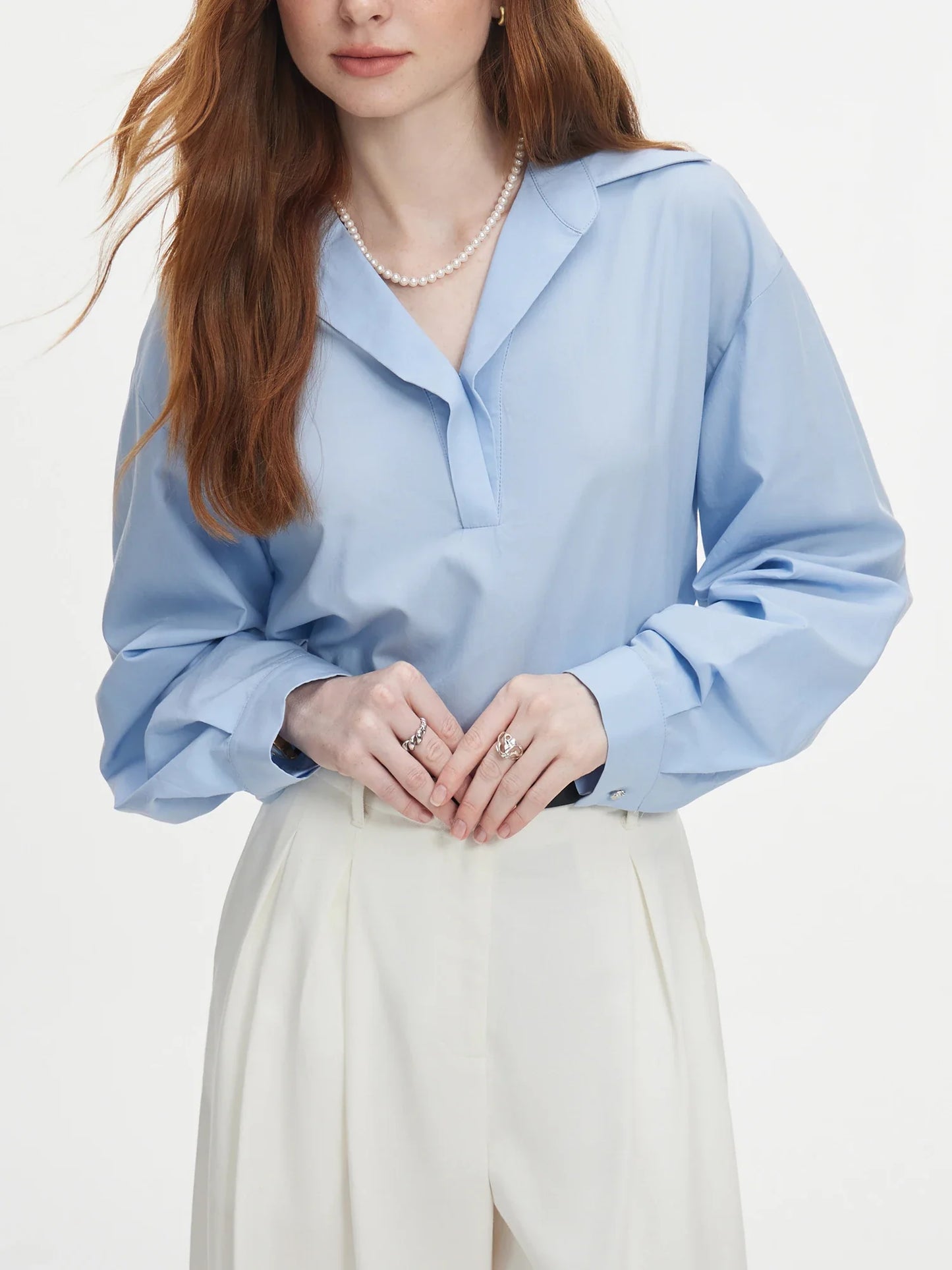 Saviig 2024 Autumn Loose Long Sleeve V-Neck Shirt Women's Collection