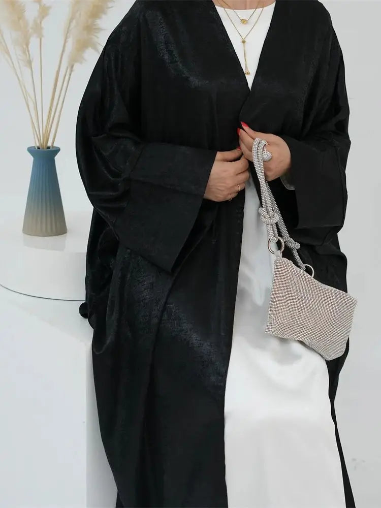 Saviig Ramadan Eid Luxury Satin Kimono Abaya for Women