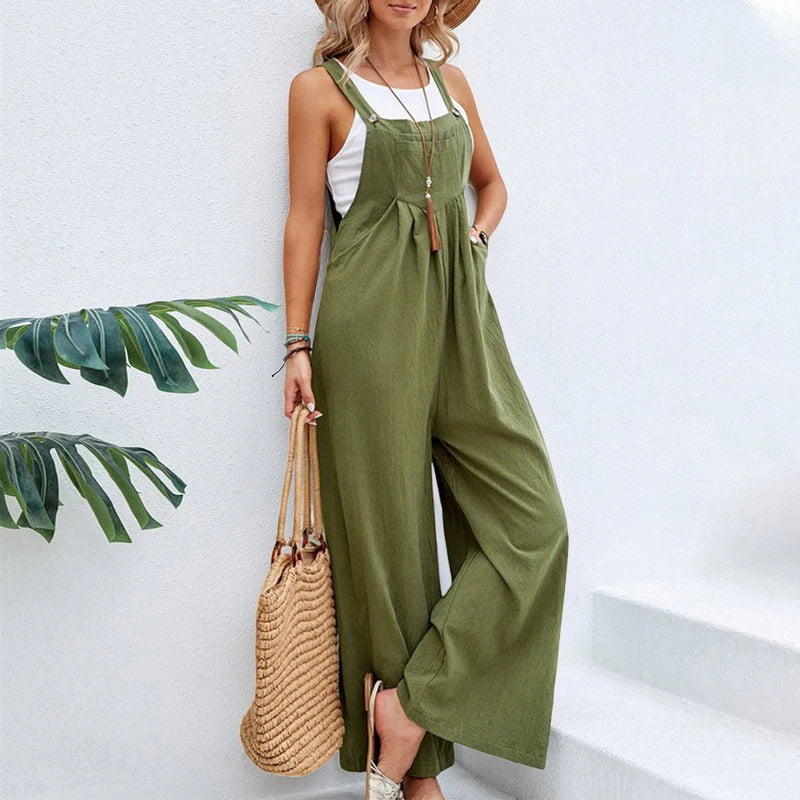 Saviig Slim Flare Sleeveless Jumpsuit - Women's Casual Summer Overalls