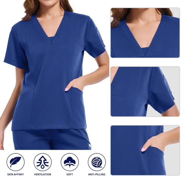 Saviig Oversize Medic Care Scrub Set - Stretch Fabric, Anti-Wrinkle Nursing Uniform