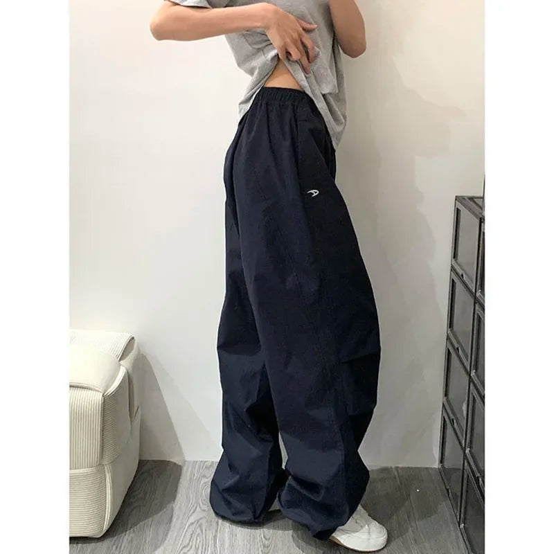Saviig Women's Retro Baggy Cargo Sweatpants - Y2K Streetwear Wide Leg Trousers