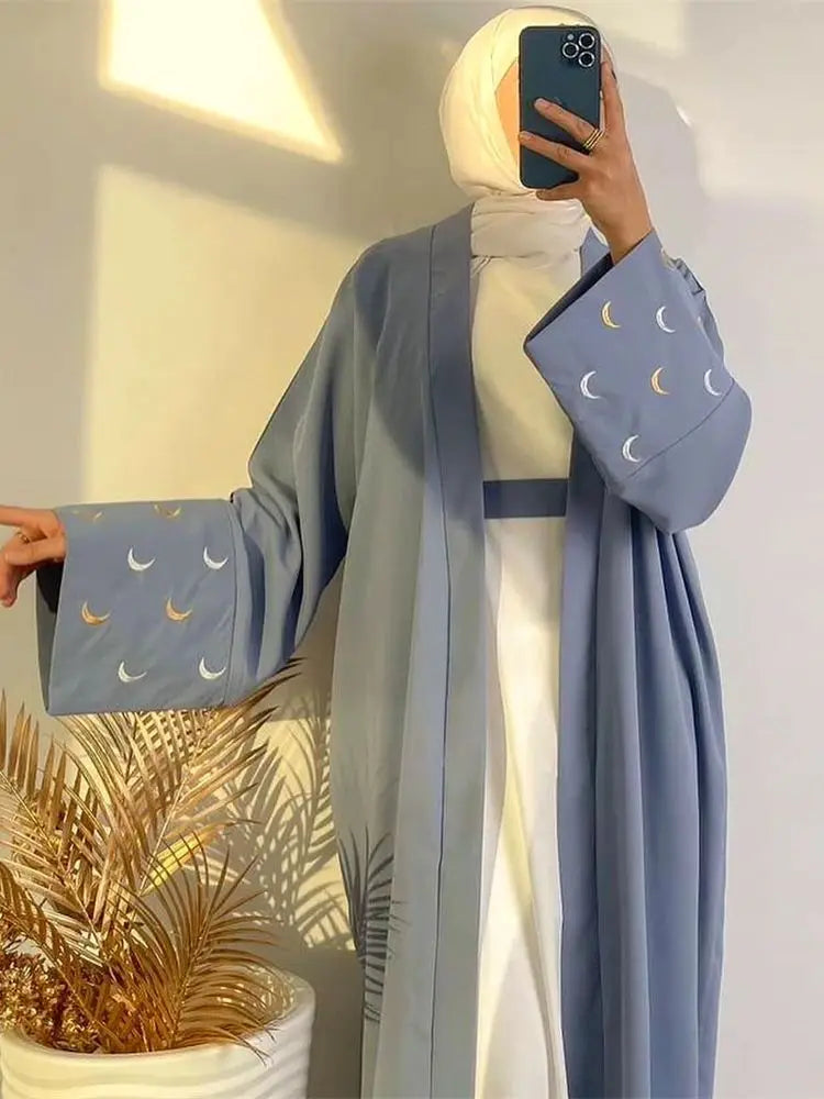 Saviig Moon Embroidered Kimono Abaya - Ramadan 2025 Collection
