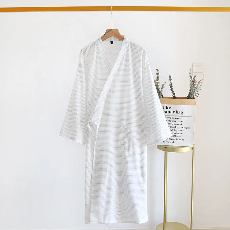 Saviig Men's Cotton Striped Kimono Bathrobe Set - Spring & Summer Collection