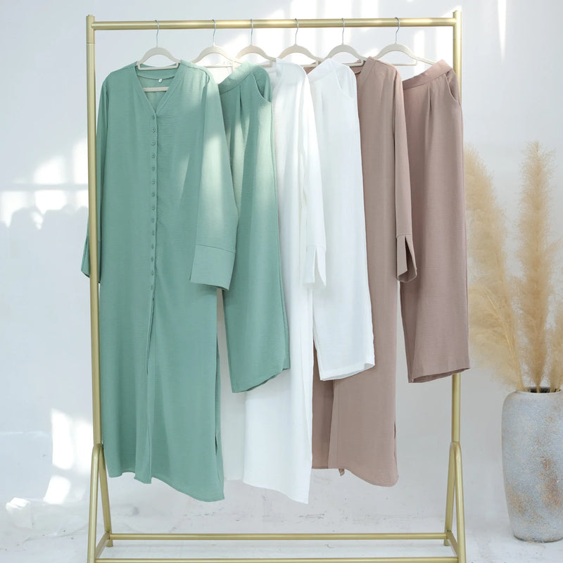 Saviig 2-Piece Hijabi Set: Kimono Abaya with Pants - Ramadan Collection