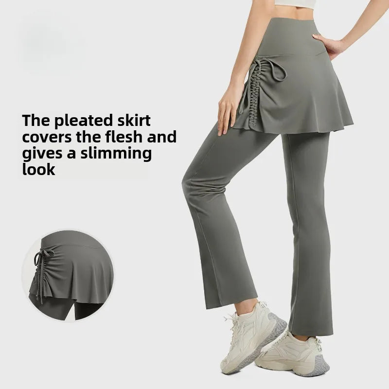 Saviig High-Waist Flared Culottes for Women with Hip Lift and Yoga Features