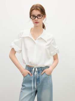Saviig Textured V-Neck Shirt - Summer Office-Ready Elegance