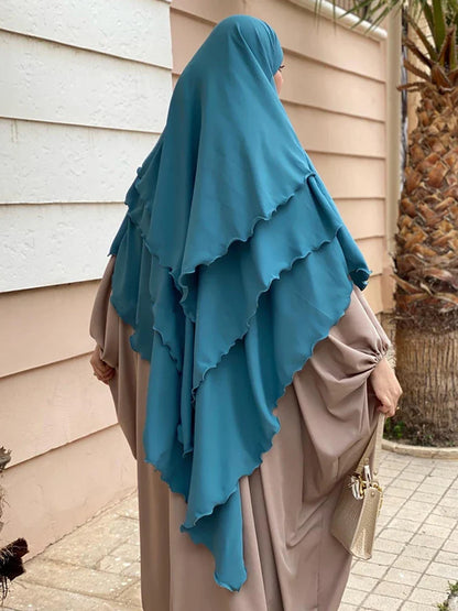 Saviig Ramadan Eid Long Khimar Headscarf Muslim Women's Hijab Jubha Garment