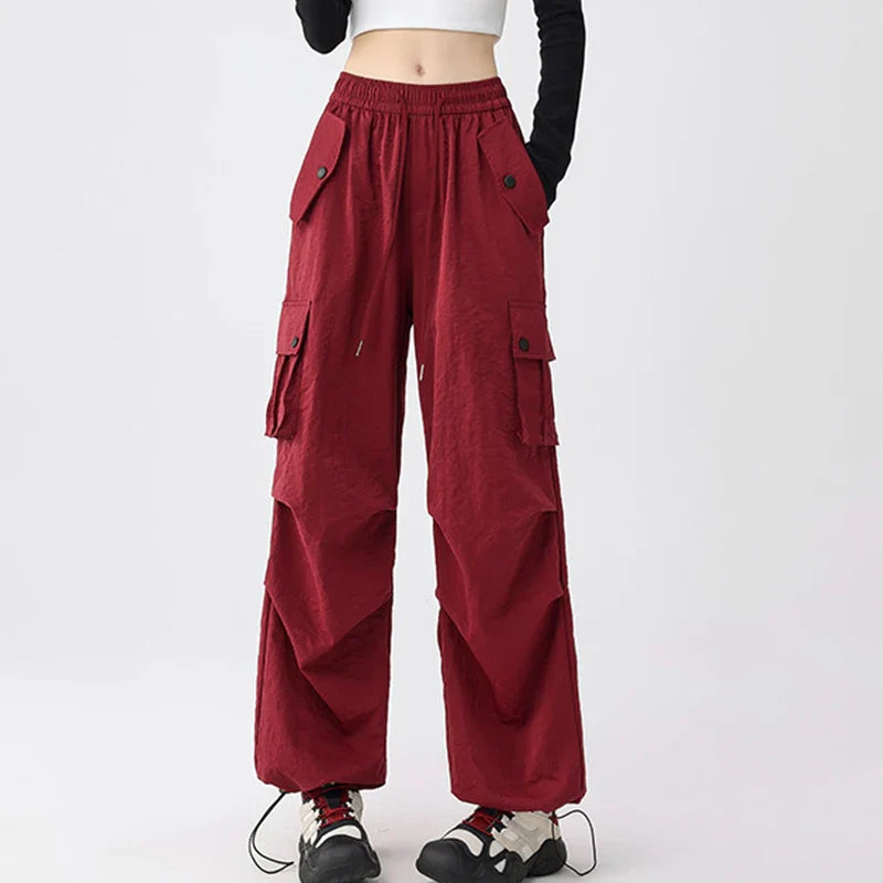 Saviig Cargo Pants Women 2025 | Trendy Elastic Waist Wide Leg Sporty Hiking Pants