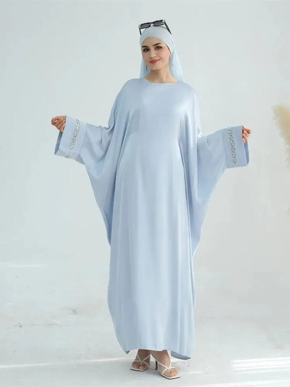 Saviig Ramadan Eid Satin Modest Abaya Dubai Maxi Kaftan for Women