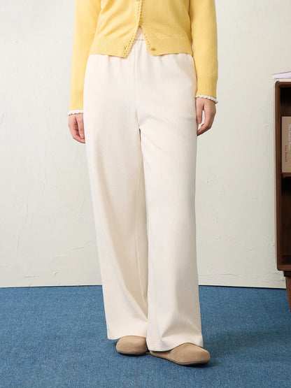 Saviig Beige Straight Trousers - Women's Spring Casual Pants